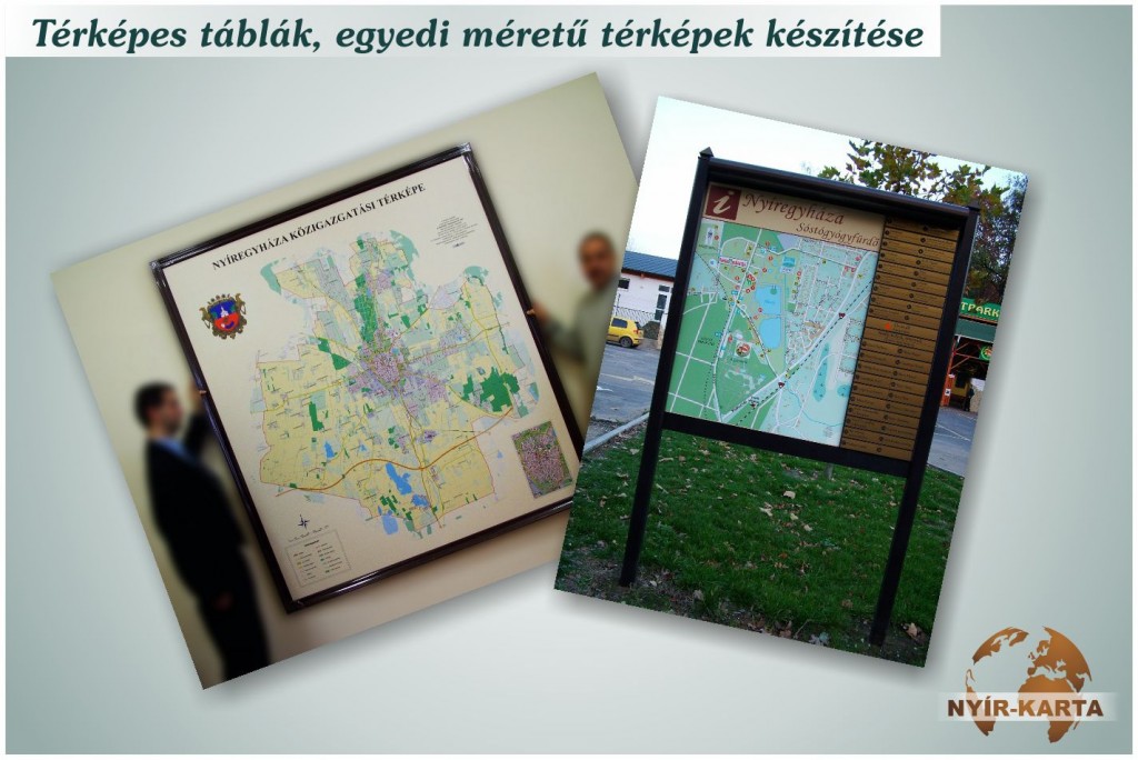 Térképes táblák, egyedi méretű térképek készítése